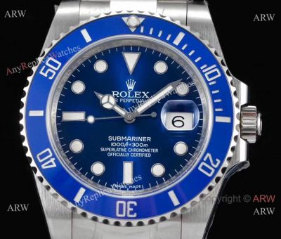 NOOB Factory V8 Version Swiss 3135 Rolex Submariner Smurf Blue Ceramic Replica Watch